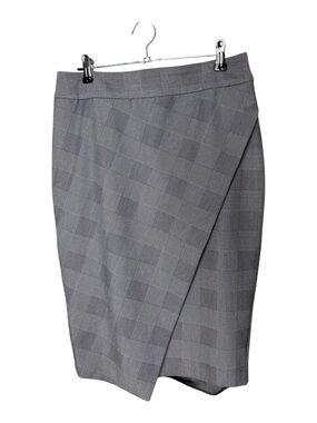 Express Gray Glen Plaid Asymmetric Wrap Pencil Skirt - Size 6